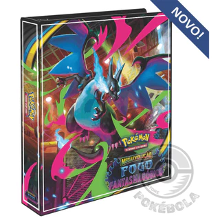 Fichário Álbum FOGO FANTASMAGÓRICO CHARIZARD Capa Dura cartas Pokemon Pasta TCG HD MEGAEVOLUÇÃO