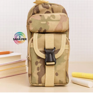 Estojo Infantil Camuflado Militar - Porta Objeto Estojo Masculino com Vários Bolsos | Ideal para Escola e Aulas