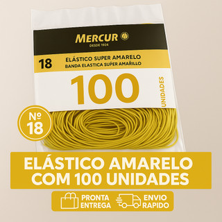 Elástico de Borracha Mercur Nº 18 - 100 Unidades - Organização - Escritório - Escola - Papelaria