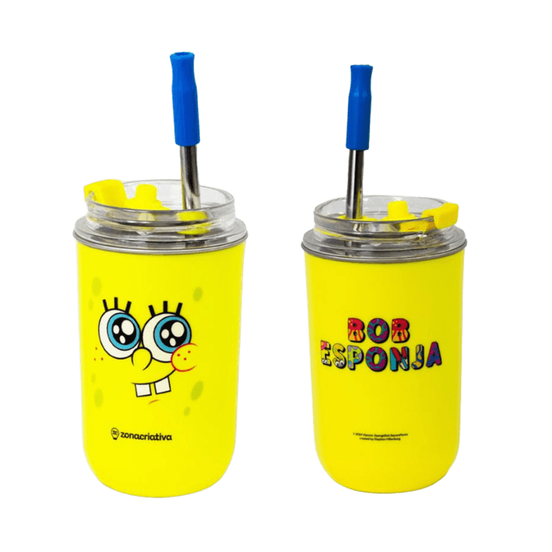 Copo Bob Esponja Calça Quadrada Com Canudo 300ml Nickelodeon Oficial ...