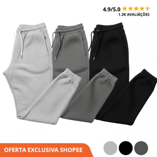 KIT 3 Calça de Moletom unissex com Elástico e Punho Conforto e Estilo