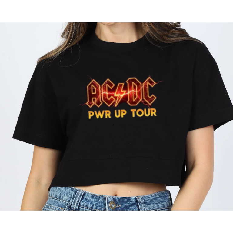 Camiseta Cropped AC/DC Pwr Up Tour Banda de Rock | Shopee Brasil