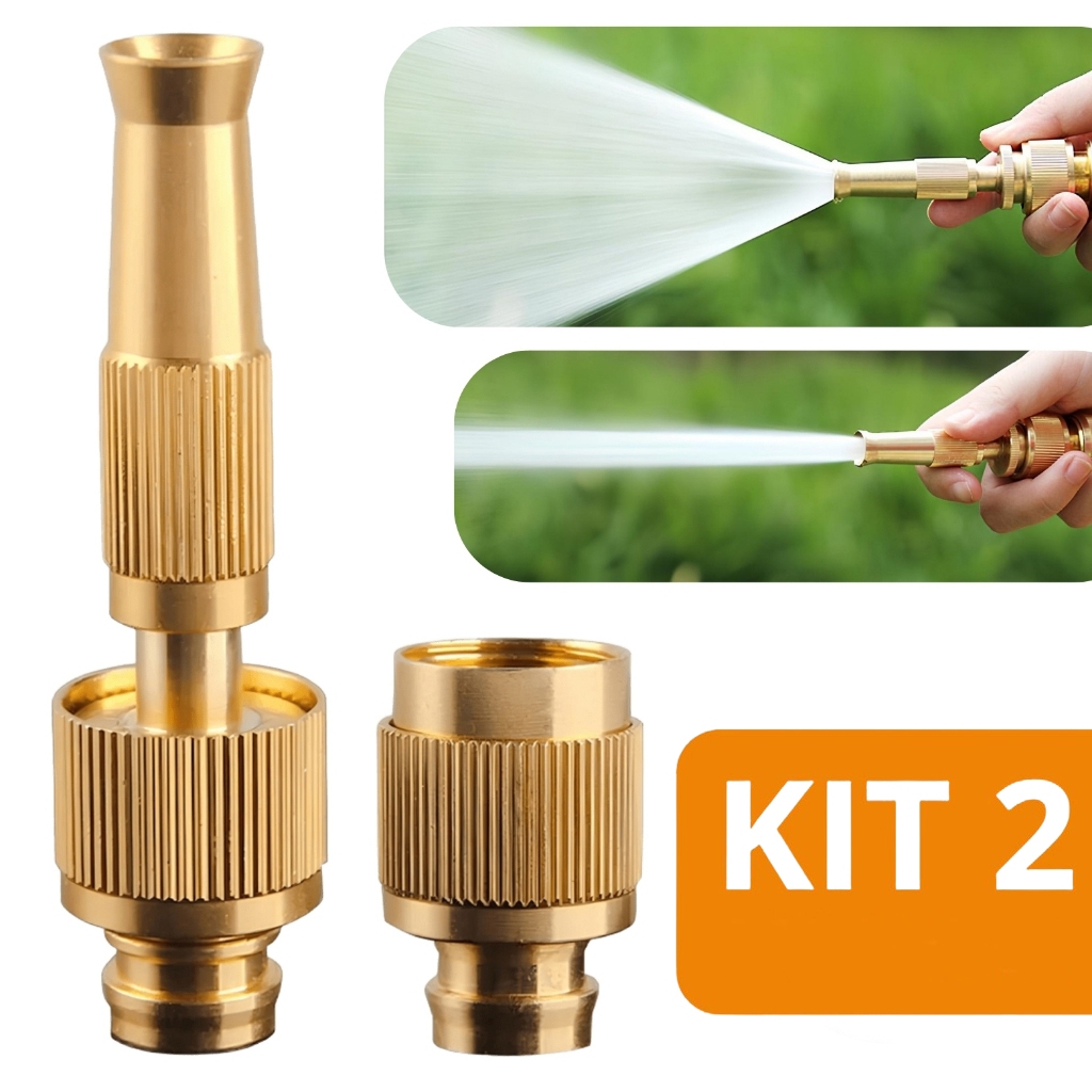 Kit 2 Bico de Mangueira de Alta Pressão 1/2 com Conector e Esguicho ...