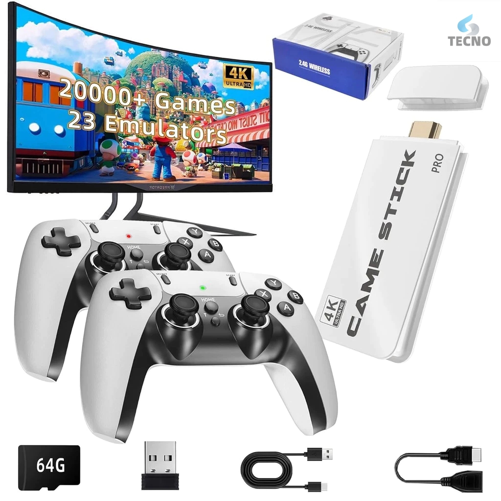 2025 NOVO Vídeo Game Stick M15 Pro 4k 64gb Hdmi Com 2 Controles Se Fio +20mil Jogos