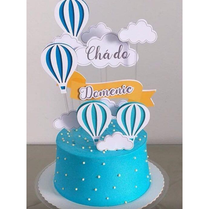 TOPO DE BOLO - PERSONALIZADO - KIT FESTA – BALÃO AZUL - LEMBRANCINHA ...