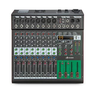 VEDO 8 Canais Mesa De Som Com Amplificador 500W*2 99DSP VDA308L Misturador Com 2 Canais Aux Gravação via Bluetooth e USB em Oferta na Shopee