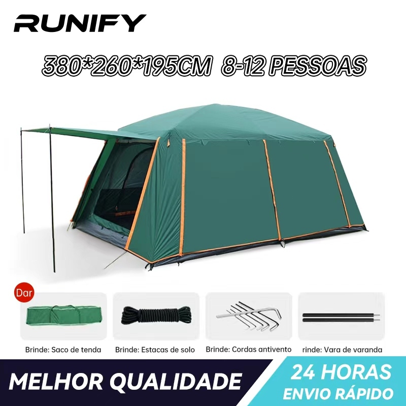 Barraca Camping Acampamento8-12 Pessoas Impermeavel 4000mm Barraca Familiar Grande 380*260*195cm