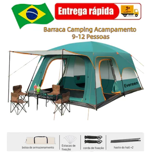 Barraca Camping Acampamento 9-12 Pessoas Grande Família Lux barraca com 2 quartos + 1 sala de estar em Oferta na Shopee