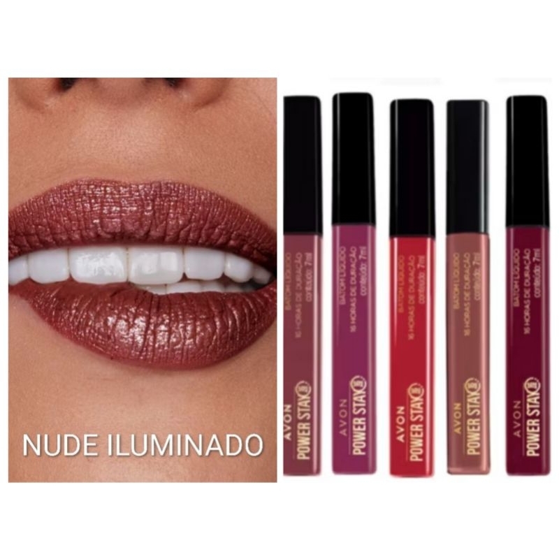 BATOM LÍQUIDO MATTE GLITTER EFFECT POWER STAY AVON 7 ml | Shopee Brasil