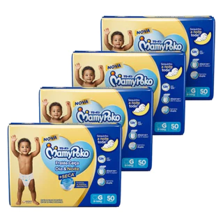 Fralda Descartável MamyPoko Calça Dia & Noite Tamanho G - 4 Pacotes com 50 Fraldas - Total 200 Tiras em Oferta na Shopee