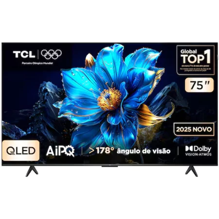 Smart TV 75” TCL QLED 4K Ultra HD 75P7K Google TV HDR10+ HDMI 2.1 Chromecast built-in Dolby