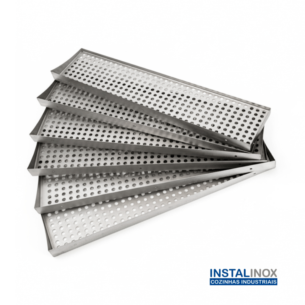 Kit 6 Prateleiras Perfuradas Aço Inox Para Parede Resistente