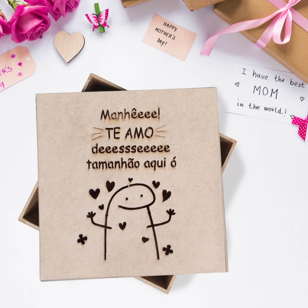 Caixa Presente Para Mãe Divertida Bento Te Amo Em MDF Cru 15x15x5 em Oferta na Shopee
