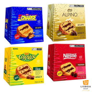 Panetone Recheado Nestlé 450g Charge Alpino Caribe e Trufado