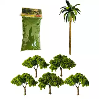 Kit 10 árvores para maquete coqueiro e grama