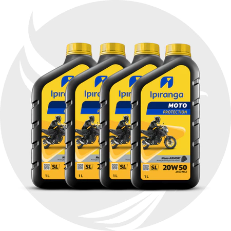 Óleo Ipiranga Moto Protection 20W50 Mineral 4 Tempos kit 4 unidades de 1 Litro cada