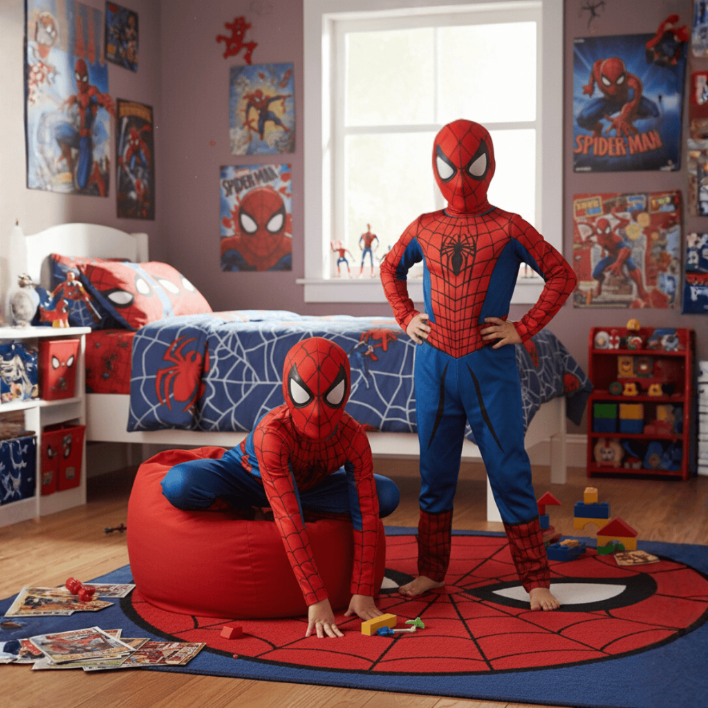 Roupa Fantasia Infantil Homem Aranha C/ Máscara Tecido Festa