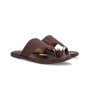 Rasteira Couro Usaflex Marrom Pinhão/Marrom ou Dourada em Oferta na Shopee