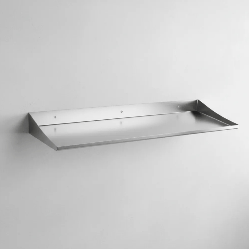 Kit 6 Prateleiras Parede Retangulares Aço Inox 50x12x3 Alta 