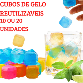 Kit 10 Ou 20Un Cubos De Gelo Reutilizável Quadrado Artificial Para Bebidas Geladas em Oferta na Shopee