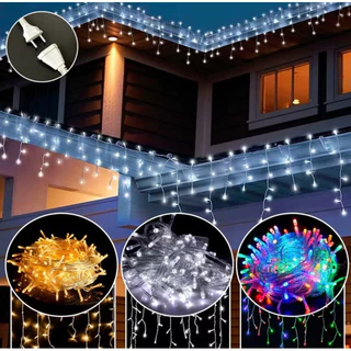 Pisca Pisca Cascata 10m 400 LEDs Colorido com Conector Macho e Fêmea – Natal / Decoração Festiva 110v