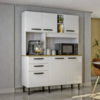 Armário Cozinha Completa Flavia 6 Portas 2 Gavetas Poquema