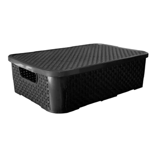 Caixa Organizadora Cesto Rattan Plastsu Preta 13 Litros Preto