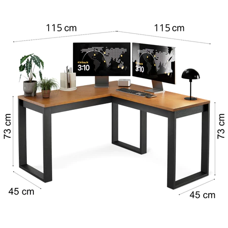Escrivaninha de canto Berlim em L mdf mdp preto cinamomo mesa home office escritório moderna
