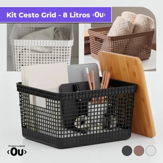 Cesto Organizador Grid Com Tampa De Bambu 8 Litros OU em Oferta na Shopee