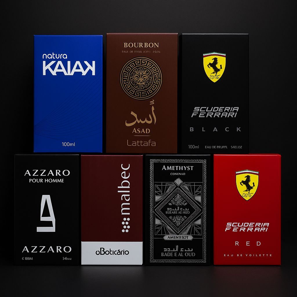 Kit 7 Perfumes Masculinos e Femininos – Atacado, Revenda e Promoção – Envio Imediato