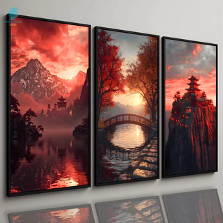 Quadros Decorativos Paisagem Oriental Moderna Premium Luxo Sala Quarto