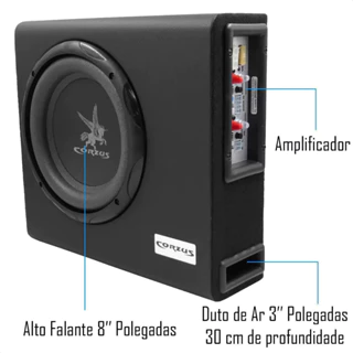 Caixa Som Amplificada 3 em 1 Corzus CXMS303 Slim 350W Rms Sub Ativo + Potencia p/ Falantes de Porta em Oferta na Shopee