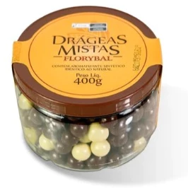 Florybal Chocolate-Pote com Drágeas de Chocolate ao Leite e Branco 400g