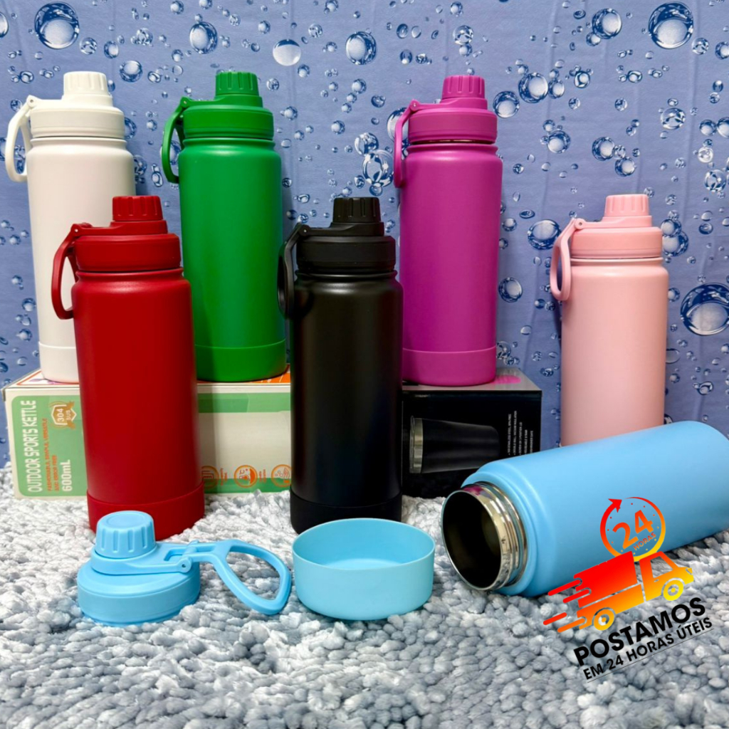 Garrafa Térmica 350ml 600ml 800ml Vácuo Anti Vazamento Com