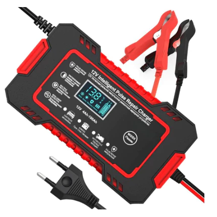 Carregador de bateria automotivo inteligente 12 V Display Digital Automático Energia Reparação Puls-envio imediato