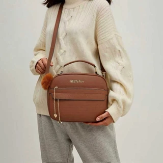 Bolsa De Couro De Ombro De Mão Grande Feminino Com Chaveiro Pompom Trabalho Dia Dia PU Vintage em Oferta na Shopee