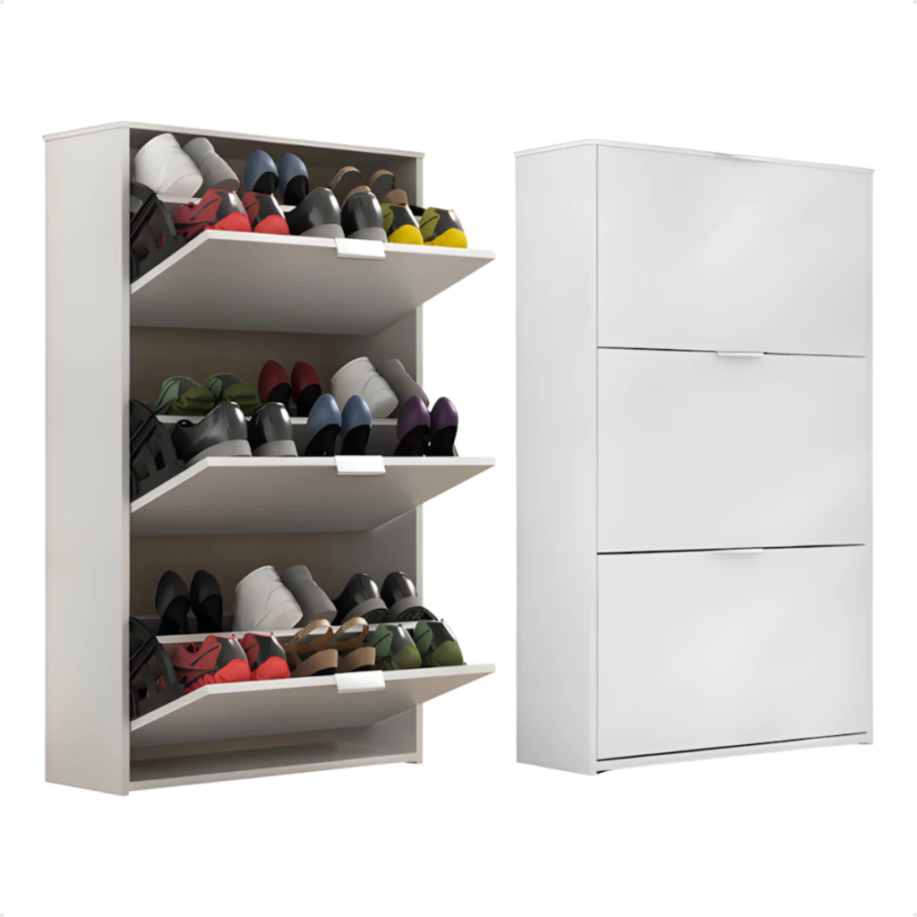 Sapateira com Portas Basculantes Vertical Armário para Quarto Sapato Sala Tênis Hall Entrada