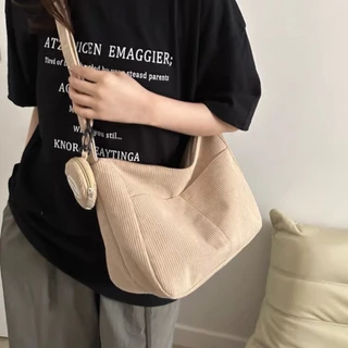 Bolsa Sacola Feminina Masculino Grande Com Bolsinha De Ombro Tecido Veludo Cotelê  Reforçado Lançamento em Oferta na Shopee