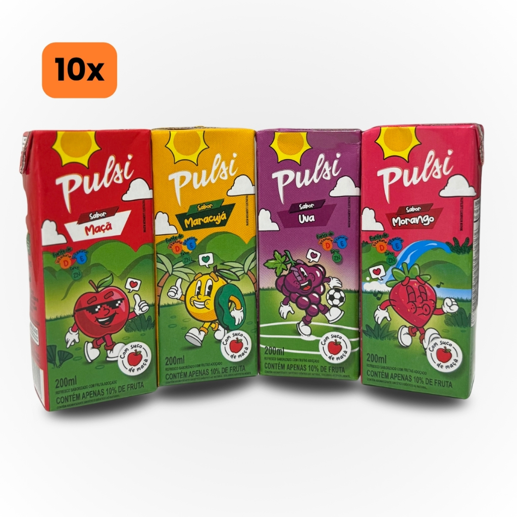 Kit 10 Suco de Caixinha Sabores Merenda Escolar Atacado - Pulsi ...