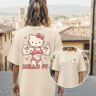 Camiseta Oversized Treino Feminina 100% Algodão Fio 30.1 Camisa Academia Hello Fit Gym