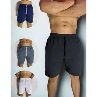 Kit 2 Short Mauricinho Masculino Tactel Grosso Bermuda Lisa Praia-Treino-corrida-verão-ciclismo de Elástico | Leves