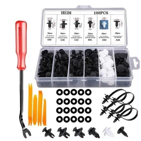 Kit 650 Peças Presilha Grampo Fixadores Revestimento Interno Externo Kit Espátula Com Chave Automotivo