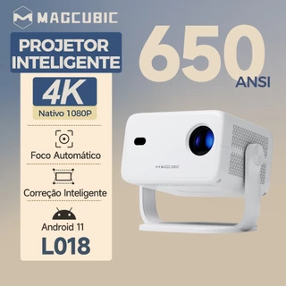  MAGCUBIC L018 Projetor 650ANSI Correção Inteligente Android 11 Com função de alto-falante Bluetooth