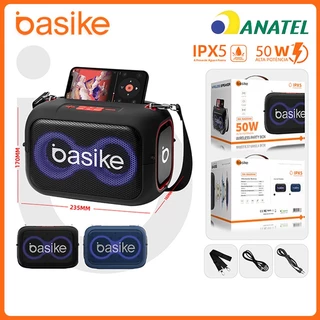 Basike Caixa de Som Portátil Bluetooth HiFi TWS 1+1 com RGB, FM e IPX5 – Som de Alta Qualidade, rad044 em Oferta na Shopee