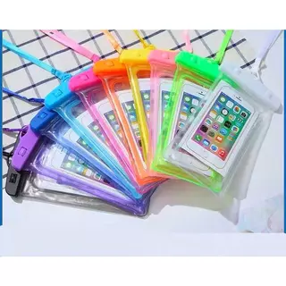 Capa impermeável para celular, transparente, com proteção selada para tela sensível ao toque.
