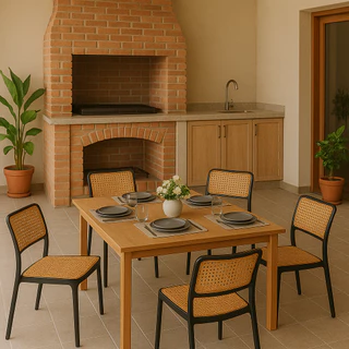 Kit 4 Cadeiras Estilo Rattan Assento Trançado – Super Resistentes, Confortáveis e Modernas| Trevalla