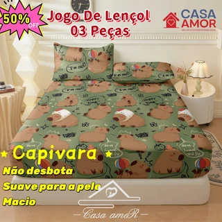 Jogo De Lençol Capivara 02 e 03 Peças SOLTEIRO/ CASAL/ QUEEN Percal Cor Não Desbota