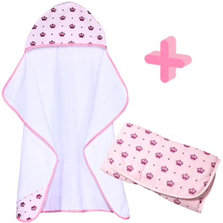 Kit Toalha de Banho Bebê   +  Trocador Portatil Impermavel com 1 Bolso Tecido Estampado 100% Algodão em Oferta na Shopee
