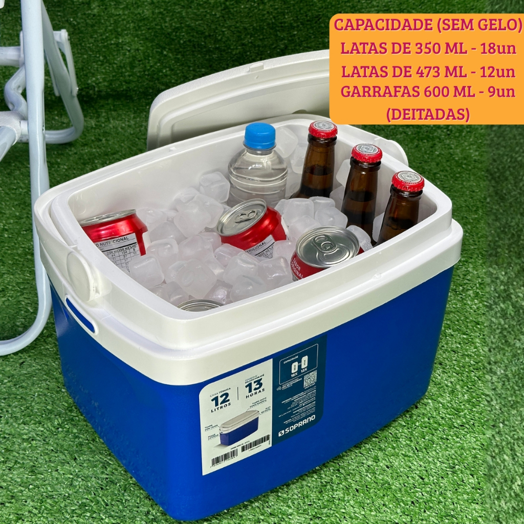 ホッピー Caixa Térmica Cooler 12 Litros Alça Retrátil Suporta 18 Latas Até