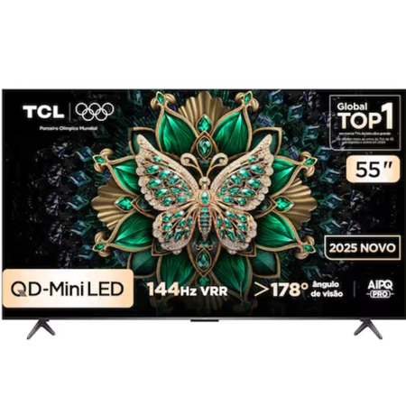 Smart TV 55 TCL 55C6K 4K QD Mini Led 144Hz Sistema Operacional Google TV